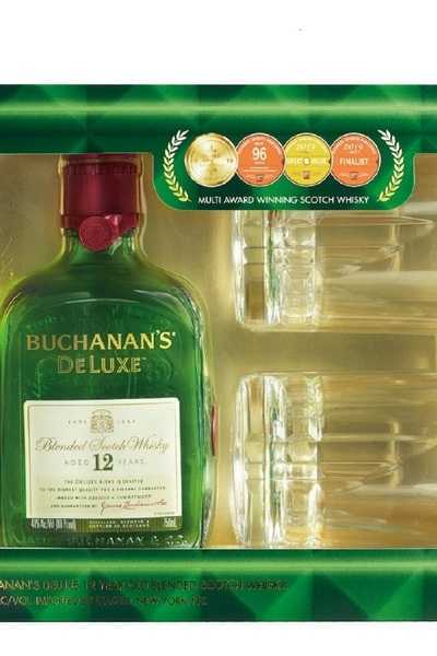 Buchanan’s-DeLuxe-Aged-12-Years-Blended-Scotch-Whisky,-750-mL-Bottle-with-Two-Branded-Glasses